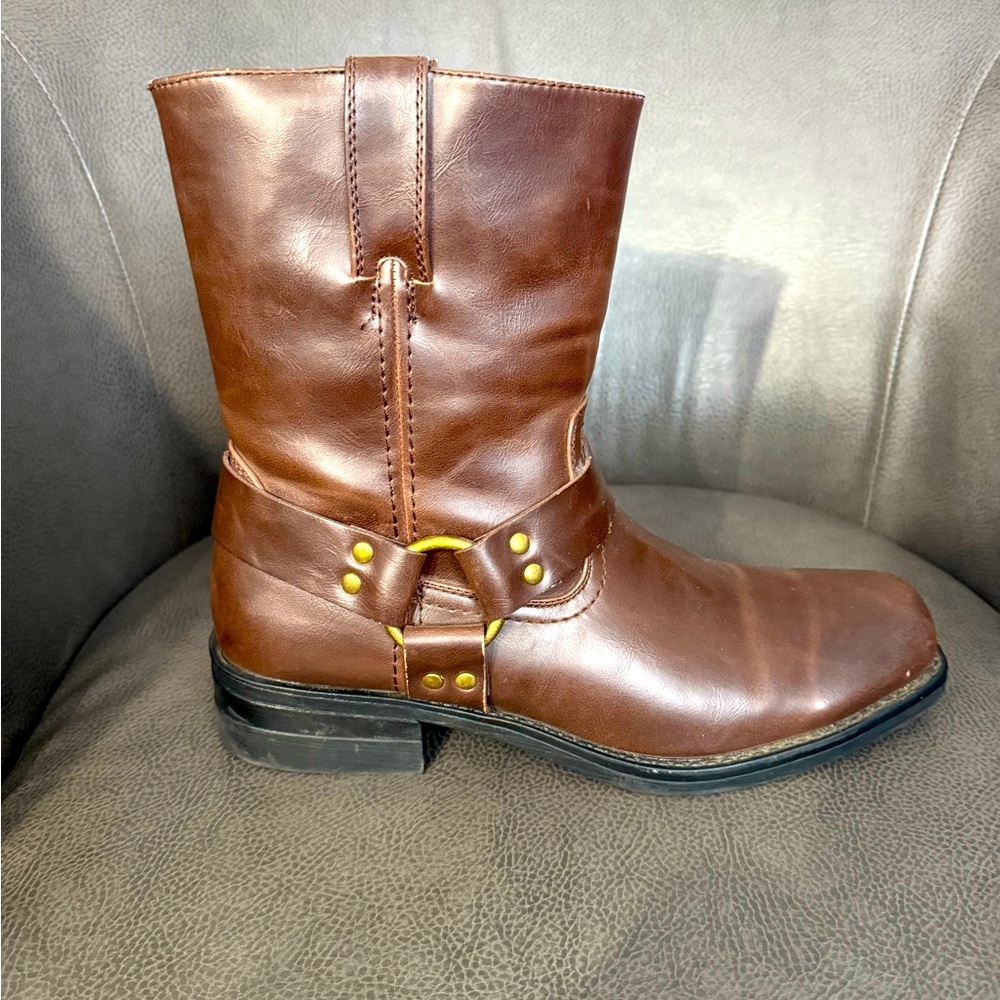 Kohl's Brown Leather Harness Boots Mid-Calf